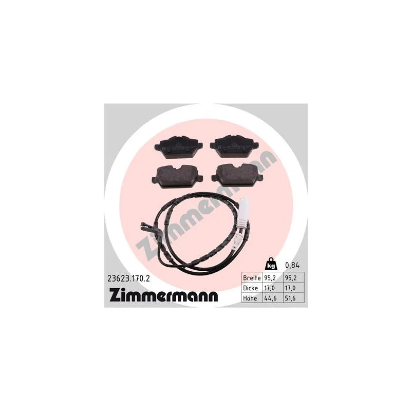 Jeu de 4 plaquettes de frein arrière ZIMMERMANN 23623.170.2