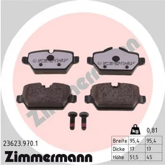 Jeu de 4 plaquettes de frein arrière ZIMMERMANN 23623.970.1