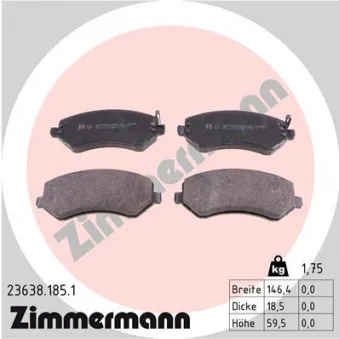 Jeu de 4 plaquettes de frein avant ZIMMERMANN 23638.185.1