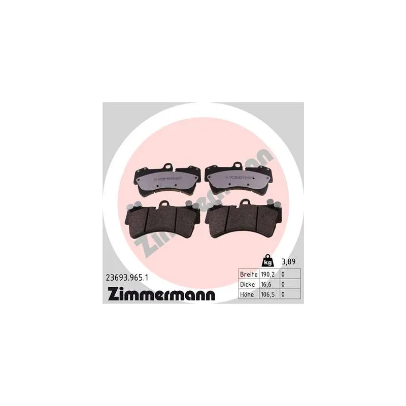 Jeu de 4 plaquettes de frein avant ZIMMERMANN 23693.965.1