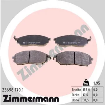Jeu de 4 plaquettes de frein avant ZIMMERMANN 23698.170.1