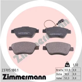 Jeu de 4 plaquettes de frein avant ZIMMERMANN 23705.180.1