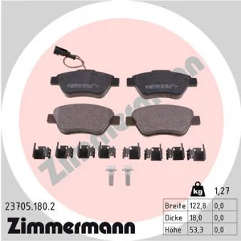 Jeu de 4 plaquettes de frein avant ZIMMERMANN 23705.180.2
