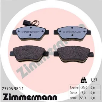 Jeu de 4 plaquettes de frein avant ZIMMERMANN 23705.980.1