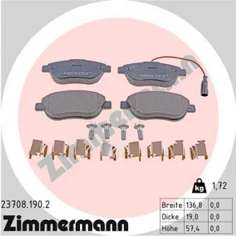 Jeu de 4 plaquettes de frein avant ZIMMERMANN 23708.190.2