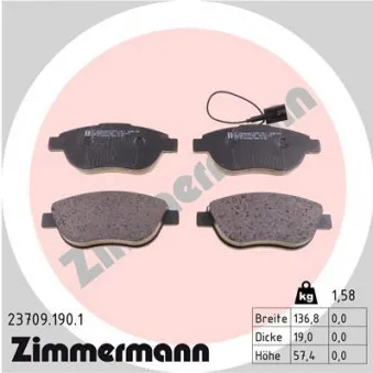 Jeu de 4 plaquettes de frein avant ZIMMERMANN 23709.190.1