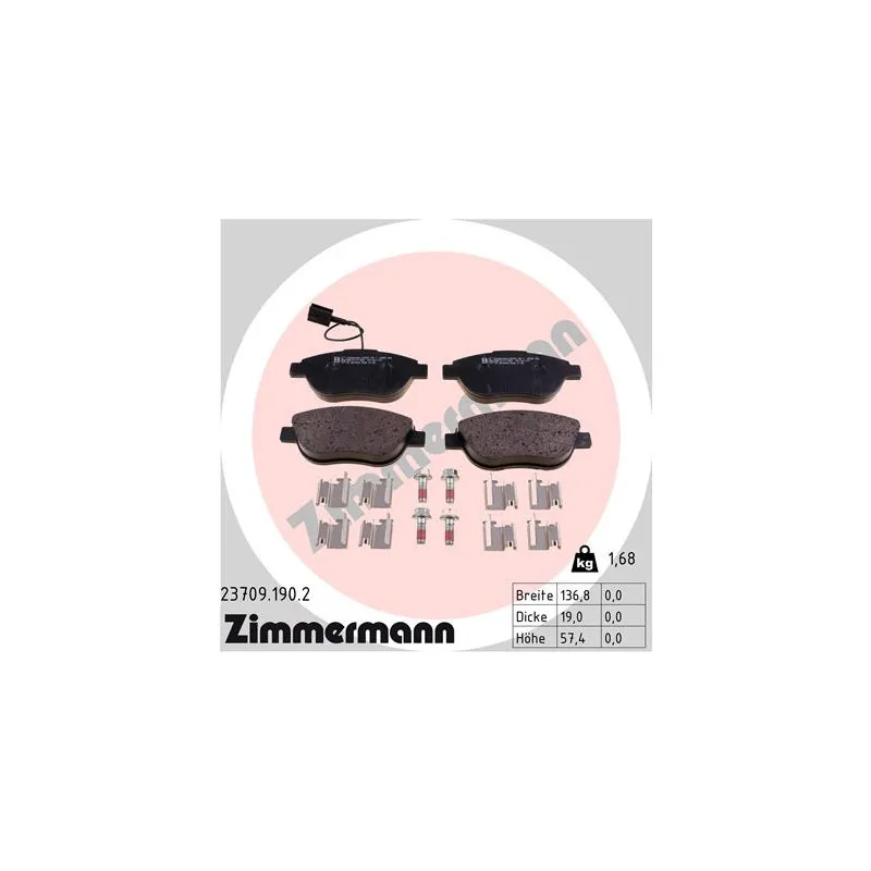 Jeu de 4 plaquettes de frein avant ZIMMERMANN 23709.190.2