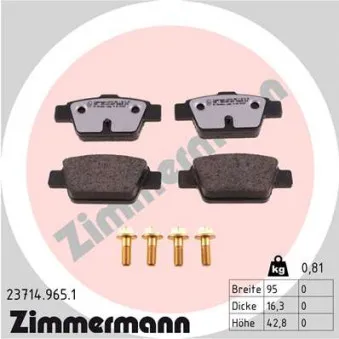 Jeu de 4 plaquettes de frein arrière ZIMMERMANN 23714.965.1