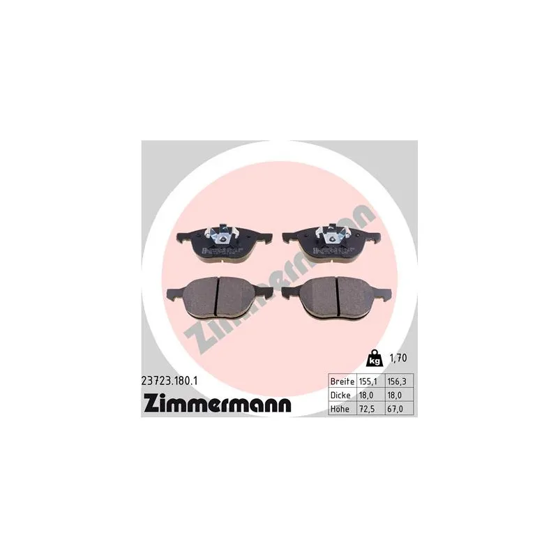Jeu de 4 plaquettes de frein avant ZIMMERMANN 23723.180.1