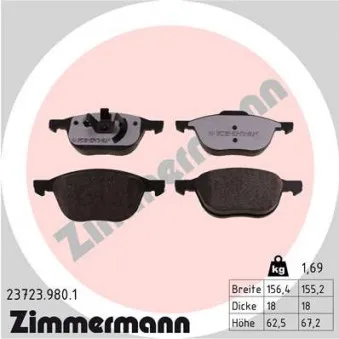 Jeu de 4 plaquettes de frein avant ZIMMERMANN 23723.980.1