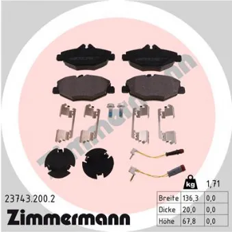 Jeu de 4 plaquettes de frein avant ZIMMERMANN 23743.200.2