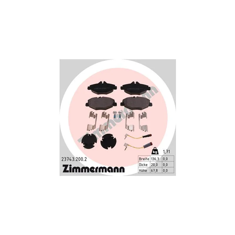 Jeu de 4 plaquettes de frein avant ZIMMERMANN 23743.200.2