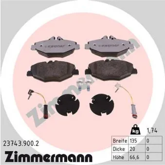 Jeu de 4 plaquettes de frein avant ZIMMERMANN 23743.900.2