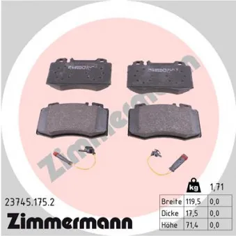 Jeu de 4 plaquettes de frein avant ZIMMERMANN 23745.175.2