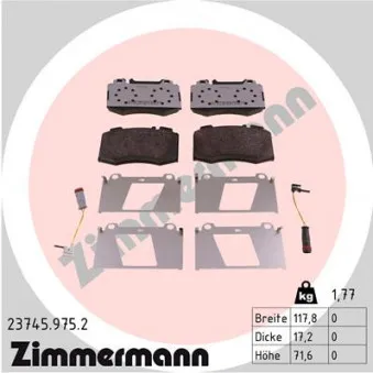 Jeu de 4 plaquettes de frein avant ZIMMERMANN 23745.975.2