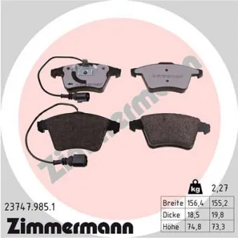 Jeu de 4 plaquettes de frein avant ZIMMERMANN 23747.985.1