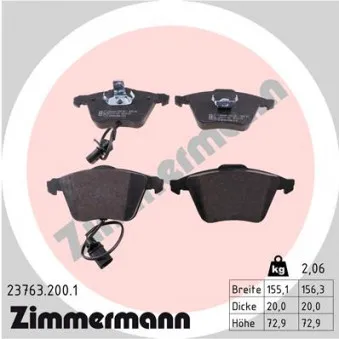 Jeu de 4 plaquettes de frein avant ZIMMERMANN 23763.200.1