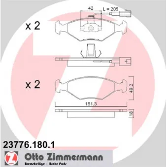 Jeu de 4 plaquettes de frein avant ZIMMERMANN
