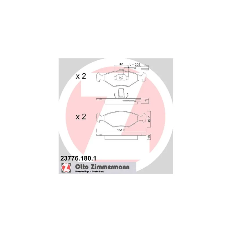 Jeu de 4 plaquettes de frein avant ZIMMERMANN 23776.180.1