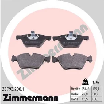 Jeu de 4 plaquettes de frein avant ZIMMERMANN 23793.200.1