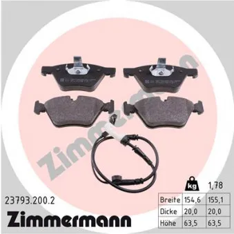 Jeu de 4 plaquettes de frein avant ZIMMERMANN 23793.200.2