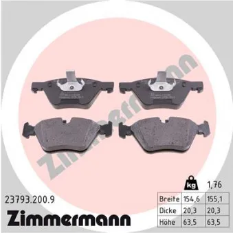 Jeu de 4 plaquettes de frein avant ZIMMERMANN 23793.200.9