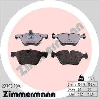 Jeu de 4 plaquettes de frein avant ZIMMERMANN 23793.900.1