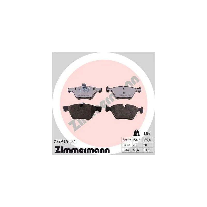 Jeu de 4 plaquettes de frein avant ZIMMERMANN 23793.900.1