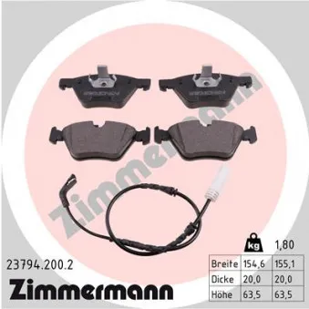 Jeu de 4 plaquettes de frein avant ZIMMERMANN 23794.200.2