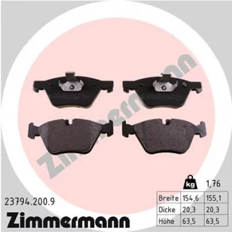 Jeu de 4 plaquettes de frein avant ZIMMERMANN 23794.200.9
