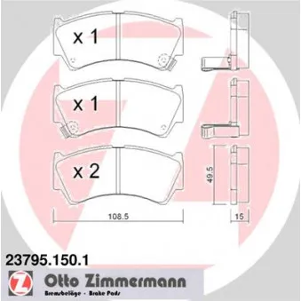 Jeu de 4 plaquettes de frein avant ZIMMERMANN 23795.150.1