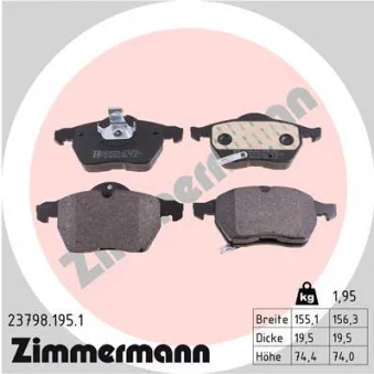 Jeu de 4 plaquettes de frein avant ZIMMERMANN 23798.195.1