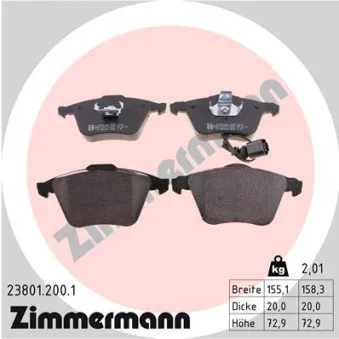 Jeu de 4 plaquettes de frein avant ZIMMERMANN 23801.200.1