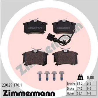 Jeu de 4 plaquettes de frein arrière ZIMMERMANN 23829.170.1