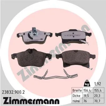 Jeu de 4 plaquettes de frein avant ZIMMERMANN 23832.900.2