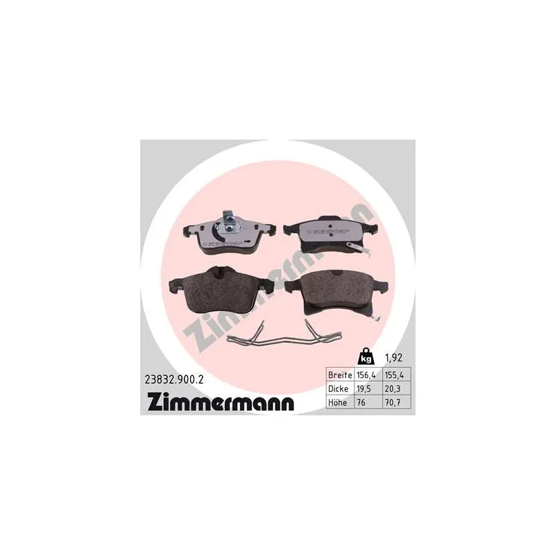 Jeu de 4 plaquettes de frein avant ZIMMERMANN 23832.900.2