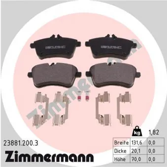 Jeu de 4 plaquettes de frein avant ZIMMERMANN 23881.200.3