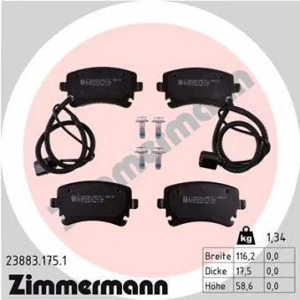Jeu de 4 plaquettes de frein arrière ZIMMERMANN 23883.175.1