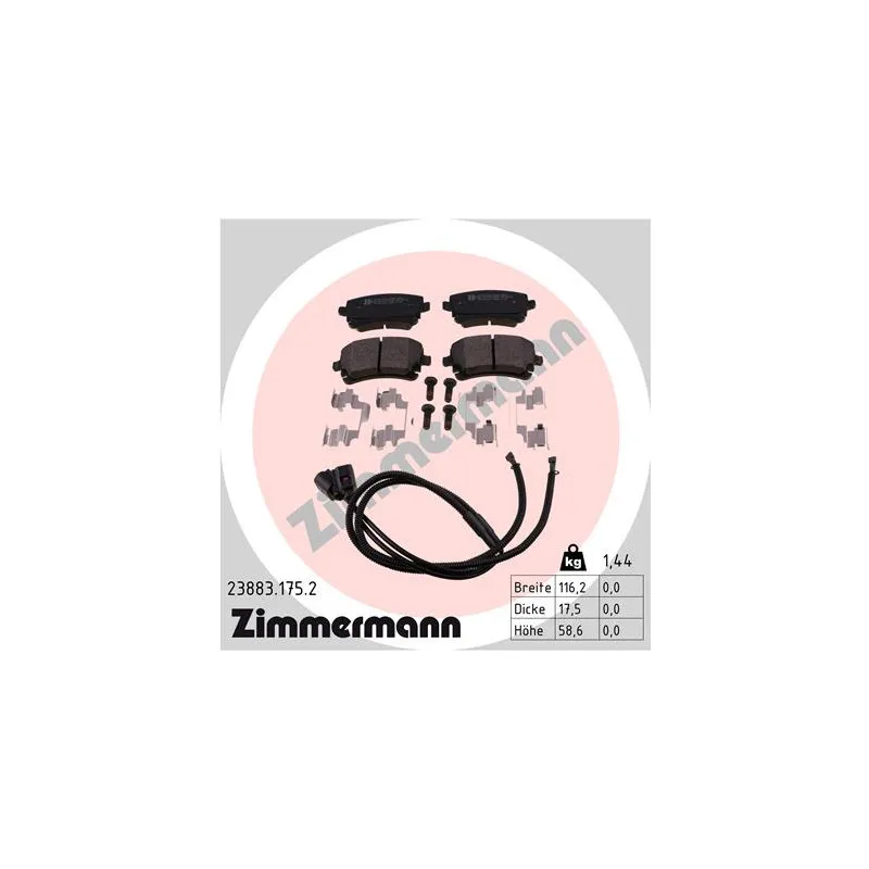 Jeu de 4 plaquettes de frein arrière ZIMMERMANN 23883.175.2
