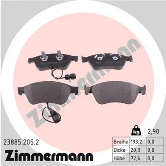 Jeu de 4 plaquettes de frein avant ZIMMERMANN 23885.205.2