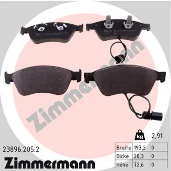 Jeu de 4 plaquettes de frein avant ZIMMERMANN 23896.205.2