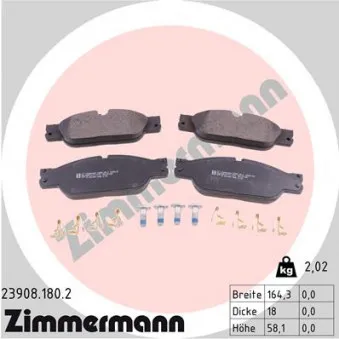 Jeu de 4 plaquettes de frein avant ZIMMERMANN 23908.180.2