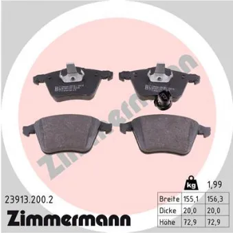 Jeu de 4 plaquettes de frein avant ZIMMERMANN 23913.200.2