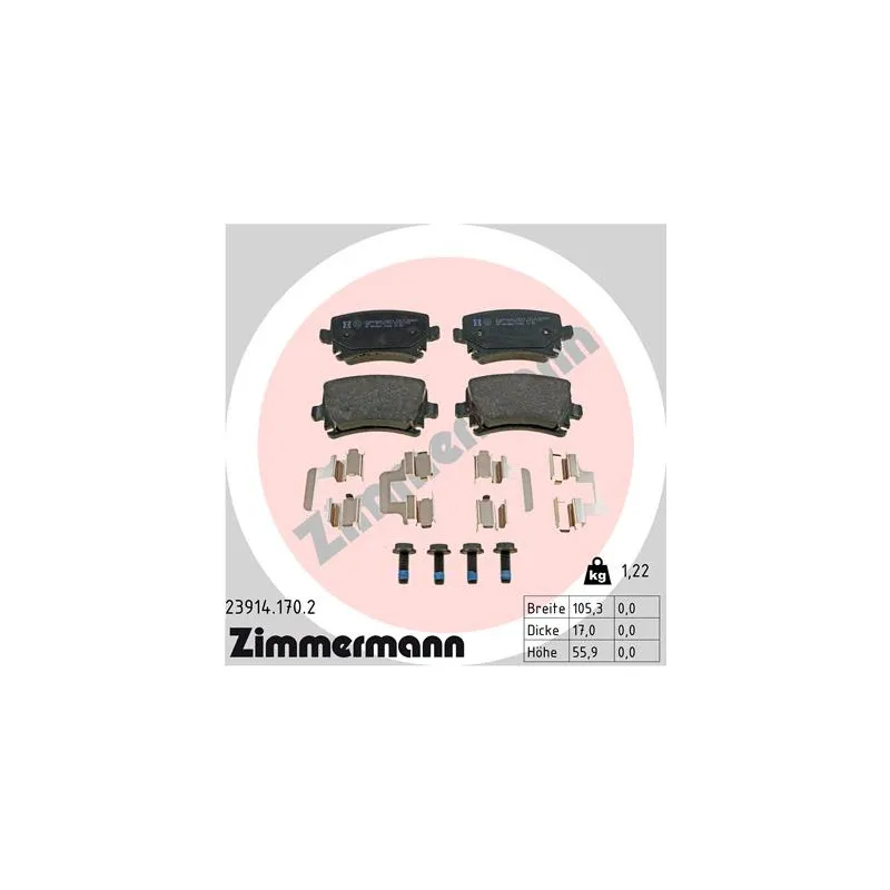 Jeu de 4 plaquettes de frein arrière ZIMMERMANN 23914.170.2