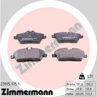 Jeu de 4 plaquettes de frein avant ZIMMERMANN 23915.175.1