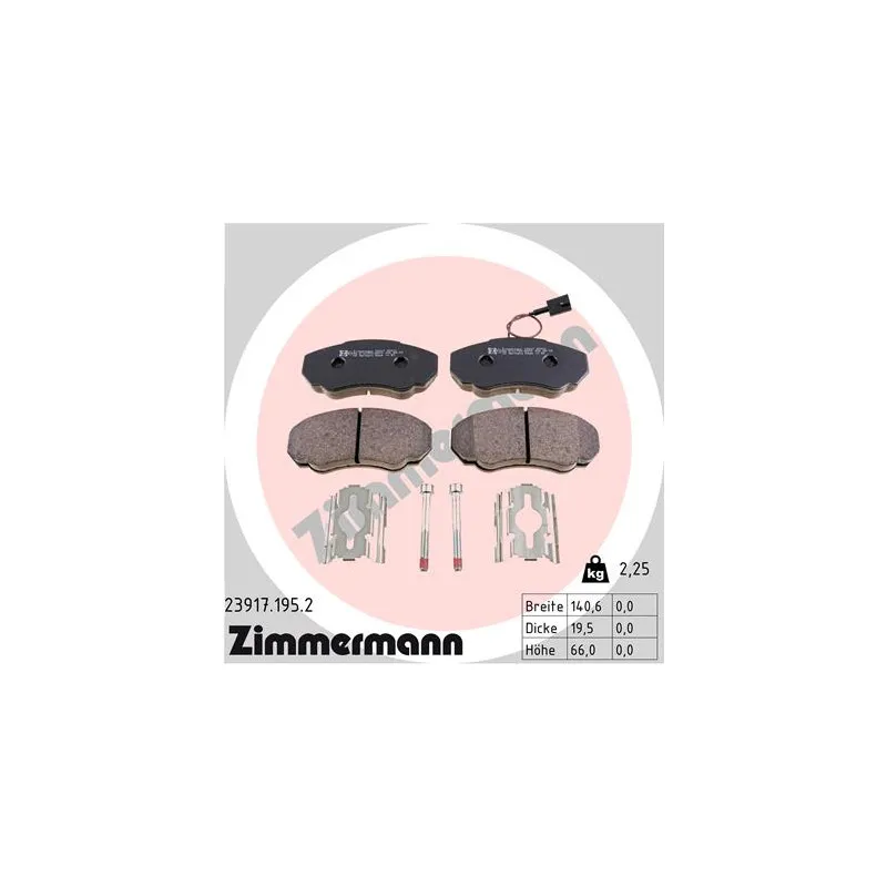 Jeu de 4 plaquettes de frein avant ZIMMERMANN 23917.195.2