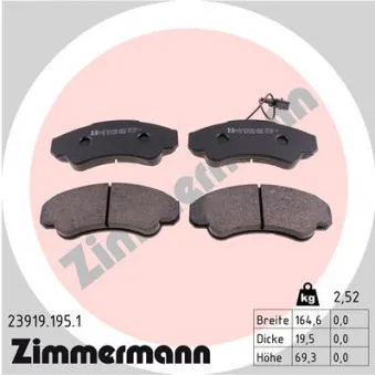 Jeu de 4 plaquettes de frein avant ZIMMERMANN 23919.195.1