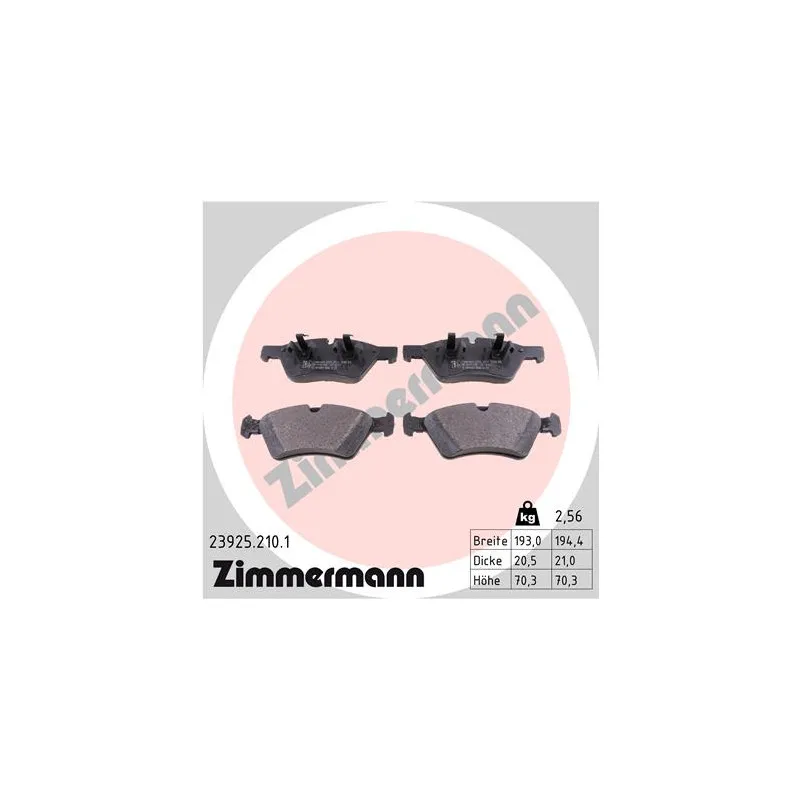 Jeu de 4 plaquettes de frein avant ZIMMERMANN 23925.210.1