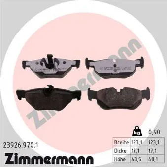 Jeu de 4 plaquettes de frein arrière ZIMMERMANN 23926.970.1