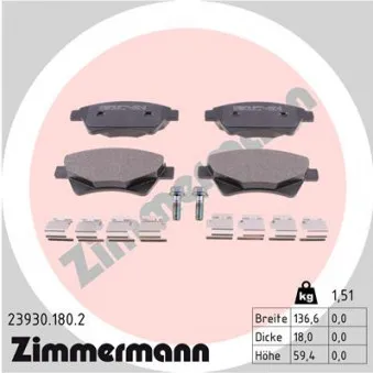 Jeu de 4 plaquettes de frein avant ZIMMERMANN 23930.180.2